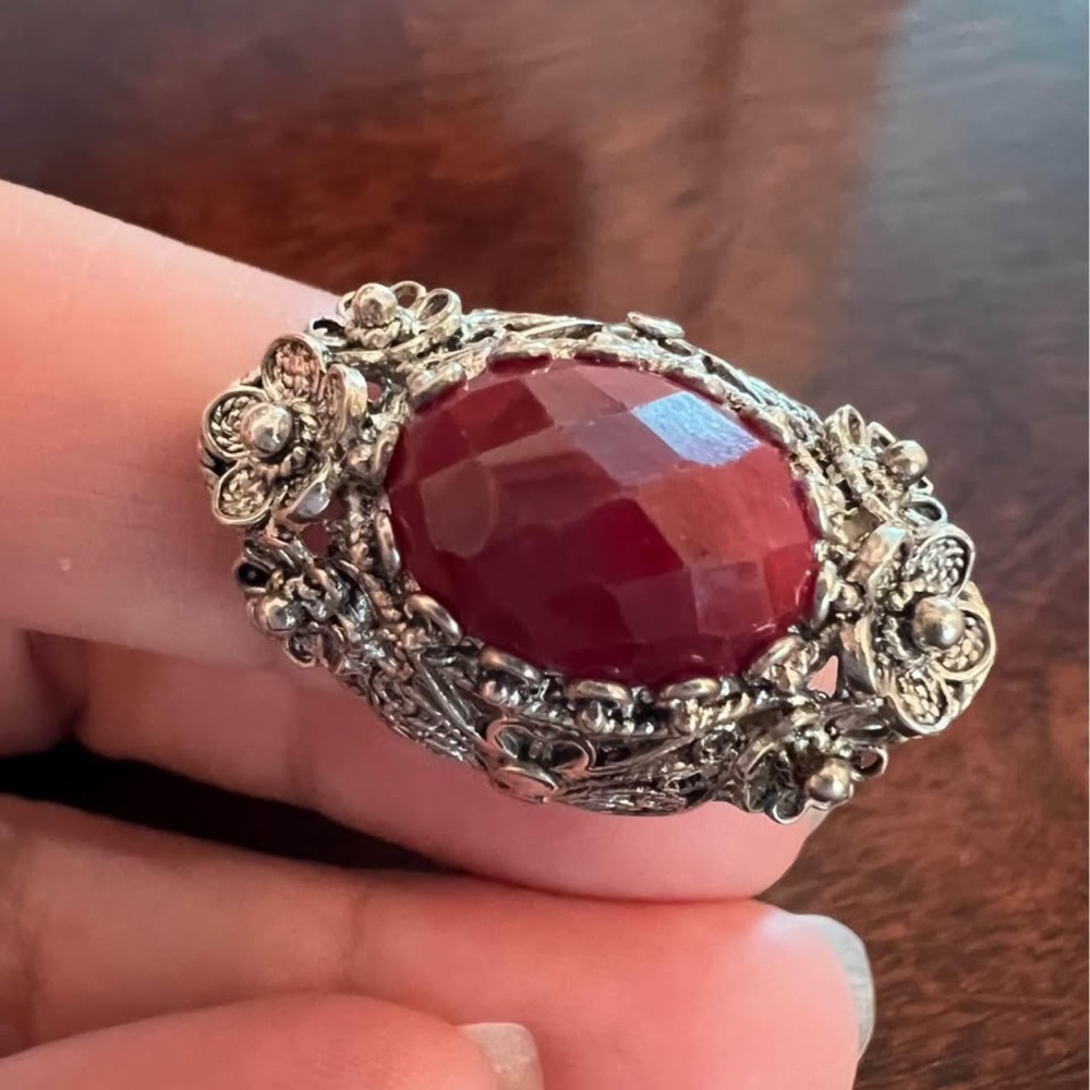 DGS turkey 925 filigree genuine ruby ring size 6